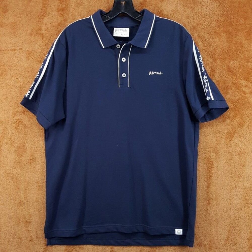 AGTAWH All Good Things Polo Shirt Mens Medium Blue Logo Stripe Streetwear